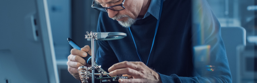 engineer working on motherboard