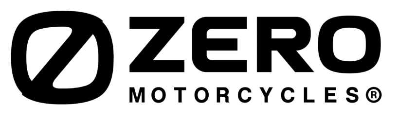 Black ZERO MOTORCYCLES logo with a stylized circular Z symbol to the left of the text on a light background.
